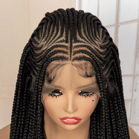 African Braided Hair Wigs Synthetic Full Lace Cornrow Knotless Crochet Braids Wig