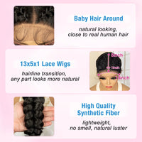Lace Front 24 Inches Synthetic Fishtail Cornrow Braided Wigs with Baby Hair