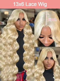 46" Blonde Wavy HD Lace Human Hair Wig for Women - Image 5