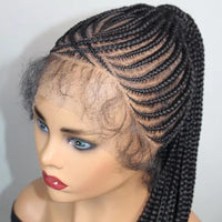 Updo Braided Wigs Synthetic Lightweight Full Lace Wig With Baby Hair 30Inch Knotless Ponytail Cornrow Braids Wig