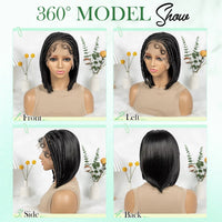 Synthetic Cornrow Braided Wigs Straight 13x4 Lace Frontal Wig With Baby Hair Partition Design With Braided