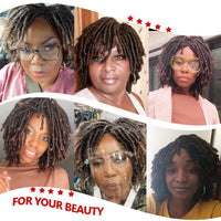 Braided Wigs For Women Synthetic Wig Ombre Braided Dreadlock Wig Black Brown Red African Faux Locs Crochet Twist Hair Short Wigs