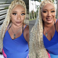 32" Synthetic Boho Braided Wigs Full Lace Wig Knotless Box Braids Wig With Baby Hair