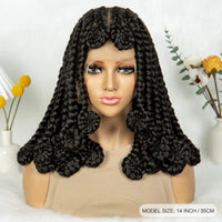 Handmade Bantu Braided Wigs Synthetic Knotless Full Lace Braided Wig with Baby Hair