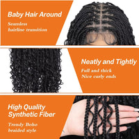 Full Lace Synthetic Long Bohemian Braided Wigs Boho Box Braid Wigs Twisted Braids Wigs with Baby Hair