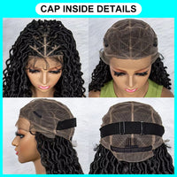 Synthetic Full Lace Water Wave Wavy Wig Knotless Faux Locs Braided Wigs