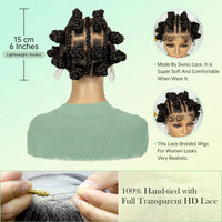 Synthetic Full Lace Braided Wigs Short Cute Handmade Bantu Braided Wigs with Baby Hair