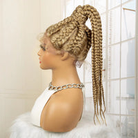 Lace Frontal Synthetic 24 Inches Ponytail Cornrow Braided Wigs with Baby Hair