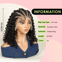 Transparent 13x6 Lace Frontal Cornrow Braided Wig Synthetic Deep Wave Wigs with Baby Hair
