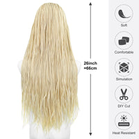 613 Blonde Box Braided Wigs Braids 26Inch Long Synthetic Hair 13x3 Lace Front Wig