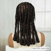 Cornrow Braided Wigs 16Inch Synthetic Full Lace Bantu Braids Wigs with Baby Hair