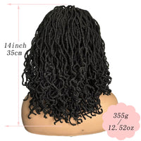 Synthetic 4x4 Lace Front Braid Wig 14inch Curly Faux Locs Large Parting Space Twist Dreadlock Wigs