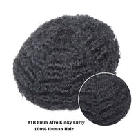 Afro Curly Full Lace Mens Toupee 8mm Wave Human Hair Piece Kinky Curly Replacement System Unit Men's Prosthesis