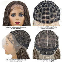 Synthetic Full Lace Senegalese Twists Braids Knotless Small Box Braided Wigs For Women 36'' Ombre Blonde Burgundy Braided Wigs
