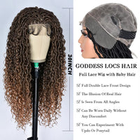 Goddess Faux Locs Braided Wigs Full Lace Curly Synthetic Wig with Baby Hair