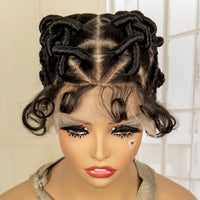 Synthetic Full Lace Handmade Afro Braided Wigs Lightweight Bantu Knotless Braids Wig with Baby Hair