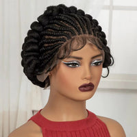 Cornrow Braided Wigs Synthetic Full Lace Colored Bantu Braided Wigs Natural Knotless Braids Wigs with Baby Hair