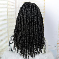 Braided Dreadlock Curly Wig 18 Inches Synthetic Soft Faux Locs Wigs Braiding Crochet Twist Hair Wigs For Black Women