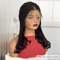 18in Knotless Cornrow Braided Wig with Wavy Ends Synthetic Full Lace Braided Wig with Baby Hair