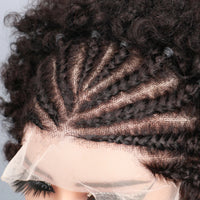 Afro KinkyCurly Human Hair 13x4 Lace Front Pre Braided Braided Wigs