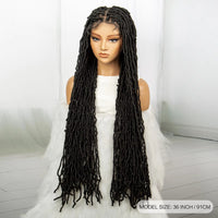 36inch Synthetic Dreadlock Locs Braided Wigs Square Knotless Lace Wig With Baby Hair