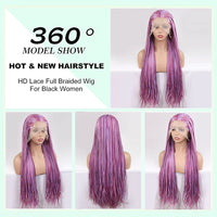 Highlight Pink Lace Front Box Braided Wigs for Women Knotless Goodess Box Braid Wig Synthetic Crochet Braiding Hair Color Wig