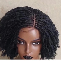 Hande Made Black Kinky Twist Braided Wig 5×5 Lace Wig for Woman