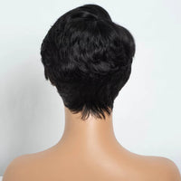 Without Glue Brazilian Remy Hair Black Short Pixie Cut 13X6 C Part Lace Front 100% Human Hair Wig For Women