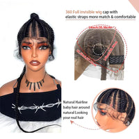 30" Cornrow Braided Wigs Ponytail Synthetic Full Lace Wig Super Lightweight With Baby Hair