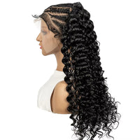 26inch Synthetic Cornrow Braided Wigs 13x6 Transparent Lace Frontal Deep Wave Hair Wigs