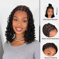 Black Curly Braided HD Lace Human Hair Wig for Women - Image 4