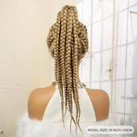 Lace Frontal Synthetic 24 Inches Ponytail Cornrow Braided Wigs with Baby Hair