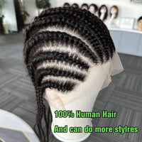 Ready To Wear Go Glueless Full Lace Human Hair Cornrow Braided Wigs For Women