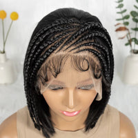Synthetic Cornrow Braided Wigs Straight 13x4 Lace Frontal Wig With Baby Hair Partition Design With Braided