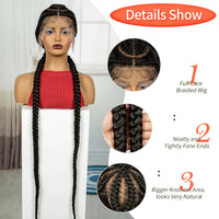 48inch Super Long Cornrow Braided Wigs Synthetic Full Lace Kontless Braids Wig