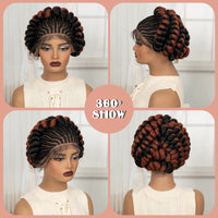 Cornrow Braided Wigs Synthetic Full Lace Colored Bantu Braided Wigs Natural Knotless Braids Wigs with Baby Hair