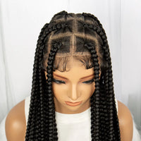 34 inches Synthetic Transparent Full Lace Braided Wigs Knotless Box Braids Wig