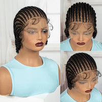 Full Lace Short Cornrow Braided Bob Wigs Synthetic Knotless Handmade Braids Wigs with Baby Hair
