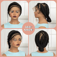Full Lace Cornrow Braided Wigs Synthetic Handmade Bantu Braided Wigs with Baby Hair