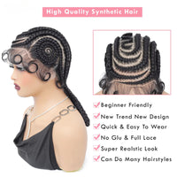 Full Lace 16inches Synthetic Cornrow Braided Wigs With Baby Hair
