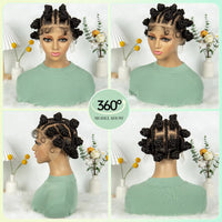 Synthetic Full Lace Braided Wigs Short Cute Handmade Bantu Braided Wigs with Baby Hair