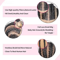 Glueless Full Lace 20" Synthetic  Cornrow Braided Wigs