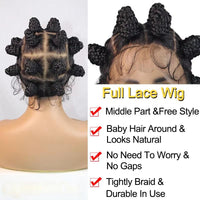 Bantu Knots Braided Wig Synthetic Knotless Heat Resistant Jumbo Braids Wig