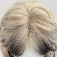 Ombre Blonde Black Layered Synthetic Long Straight Wig with Bangs for Lolita Cosplay Daily Party