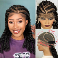 Cornrow Braided Wigs 16Inch Synthetic Full Lace Bantu Braids Wigs with Baby Hair