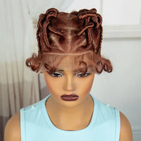 Synthetic Full Lace Handmade Afro Braided Wigs Lightweight Bantu Knotless Braids Wig with Baby Hair