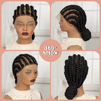 Full Lace Handmade Bantu Braided Wigs Synthetic Cornrow Braided Wigs with Baby Hair
