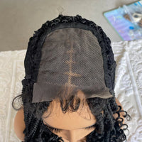 Synthetic Box Braided Wigs 4x4 Lace Closure Wigs Curly Ends with Baby Hair