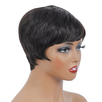 Short Pixie Cut Wig Brazilian Human Hair Machine Made Wigs With Bangs For Women
