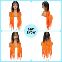 36inch Knotless Box Braided Wigs Synthetic Transparent Full Lace Braids Wig For Women with Baby Hair